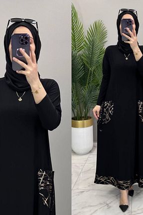لباس سایز بزرگ مشکی زنانه ویسکون Mercan - کد 898211538