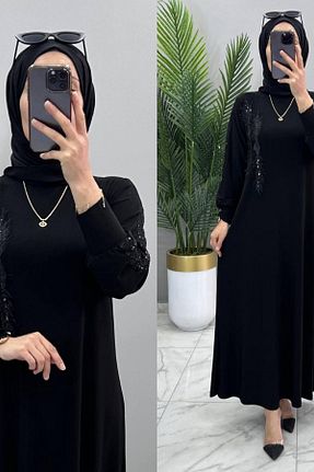 لباس سایز بزرگ مشکی زنانه پنبه ای Mercan - کد 898212048