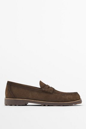 کفش لوفر قهوه ای مردانه چرم خالص Massimo Dutti - کد 897624407