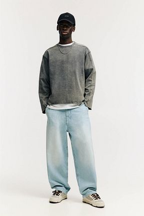 شلوار جین آبی مردانه پاچه پهن Pull & Bear - کد 897644306