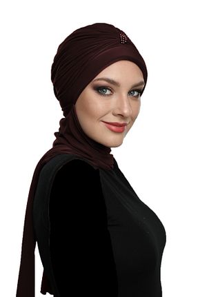 کلاه شنای حجاب قهوه ای زنانه fidan bone - کد 51147999