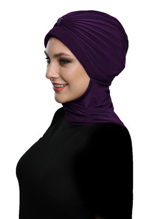 کلاه شنای حجاب بنفش زنانه fidan bone - کد 51147962