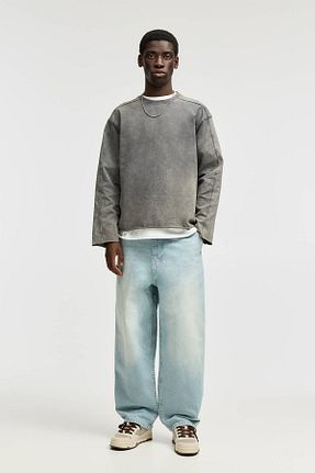 شلوار جین آبی مردانه پاچه پهن Pull & Bear - کد 897644306