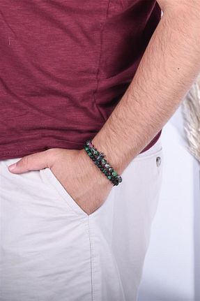 دستبند جواهر سبز مردانه سنگ طبیعی Janti - کد 69483973