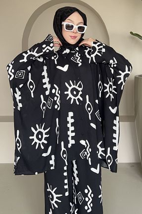 ست بالاتنه و پائین تنه حجاب مشکی زنانه Relaxed Saklı Butik - کد 897651132