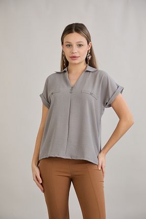 بلوز طوسی زنانه ساده HOFY - کد 897879185