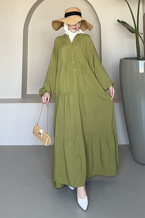 لباس حجاب سبز زنانه اورسایز Saklı Butik - کد 897679955