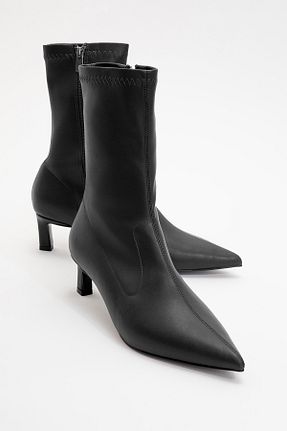 بوت / نیم بوت مشکی زنانه چرم مصنوعی luvishoes - کد 897716887
