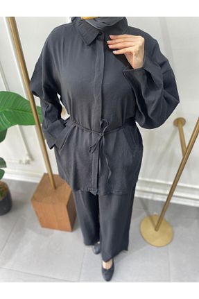ست بالاتنه و پائین تنه مشکی زنانه بافتنی MODA HASEN - کد 897702737