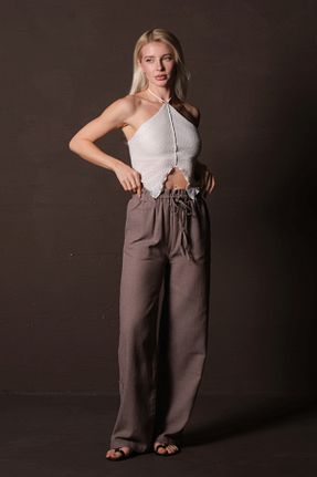 شلوار قهوه ای زنانه پارچه Domoda - کد 897741878