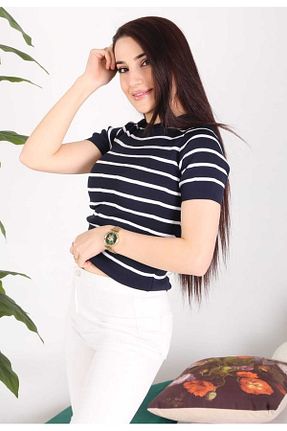 بلوز سرمه ای زنانه یقه دوچرخه Butik - کد 897722278