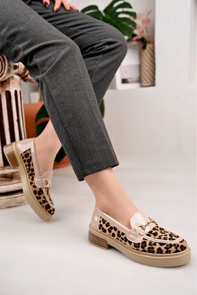 کفش لوفر بژ زنانه چرم مصنوعی moda sara - کد 898540722
