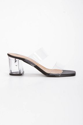 دمپائی مشکی زنانه چرم مصنوعی MFT AYAKKABI - کد 897781180