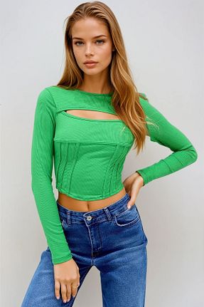 بلوز سبز زنانه ساده VAGGON - کد 897746897
