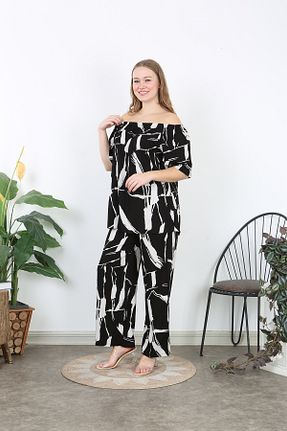 ست بالاتنه و پائین تنه سایز بزرگ مشکی زنانه فاق نرمال XL Modam - کد 898055757