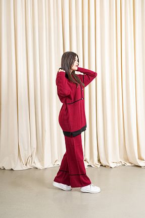 ست بالاتنه و پائین تنه زرشکی زنانه تریکو MissVina - کد 784843177