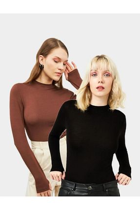 بادی قهوه ای زنانه یقه دوچرخه MYS - کد 897817430