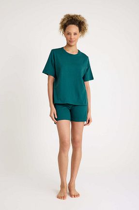 ست لباس راحتی سبز زنانه ساده No52 HomeWear - کد 897751958