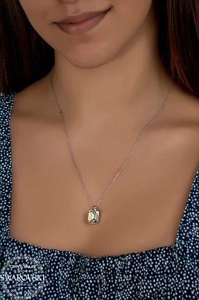 گردنبند استیل ( فولاد ) زنانه نقره Swarovski - کد 897760185