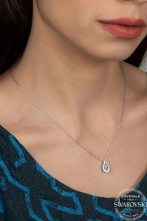 گردنبند استیل ( فولاد ) زنانه نقره Swarovski - کد 897764092