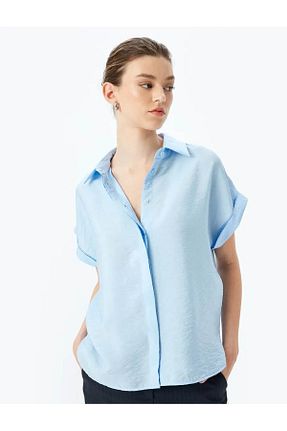 پیراهن آبی زنانه یقه کلاسیک Koton - کد 884011145