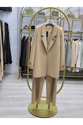 ست بالاتنه و پائین تنه حجاب بژ Blazer Omka Moda - کد 897680687