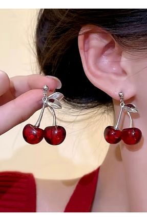گوشواره جواهر قرمز سنگ طبیعی monalisatoka - کد 897809034