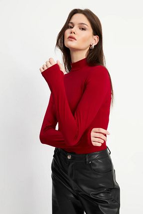 بادی زرشکی زنانه یقه ماهیگیر Ladima - کد 792475341