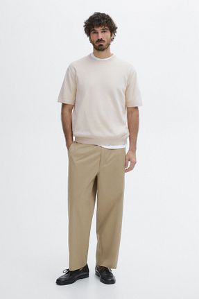 پلیور بژ مردانه ساده Massimo Dutti - کد 898410183
