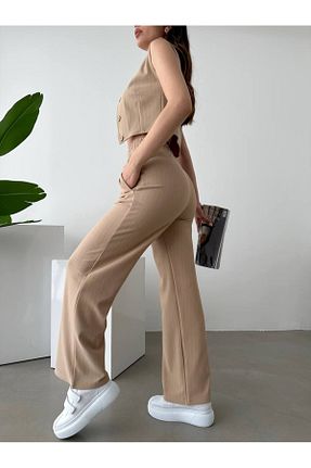 ست بالاتنه و پائین تنه بژ زنانه بافتنی ModaDeniz - کد 897836107