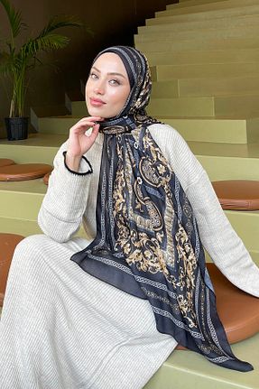 شال مشکی زنانه پلی ساتن lamelif.com - کد 897845290