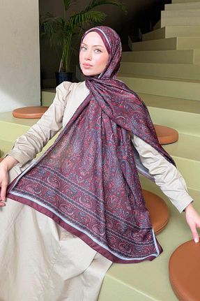 شال زرشکی زنانه پنبه ای lamelif.com - کد 897873751