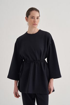 تونیک سرمه ای زنانه بافت ebu prive - کد 898521439