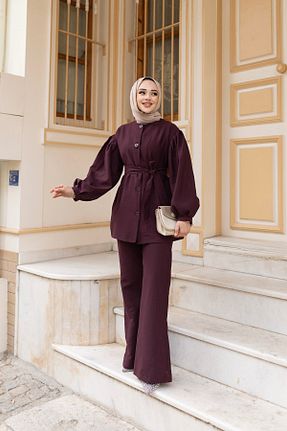ست بالاتنه و پائین تنه بنفش زنانه بافتنی LOCCO - کد 897891808