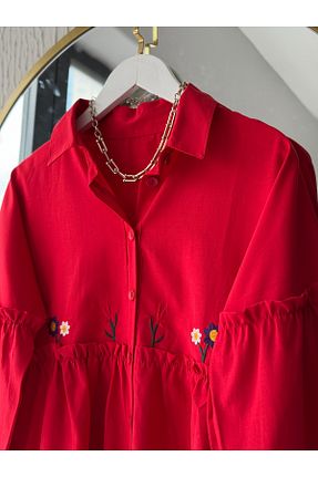 پیراهن قرمز زنانه اورسایز Butik - کد 897895675