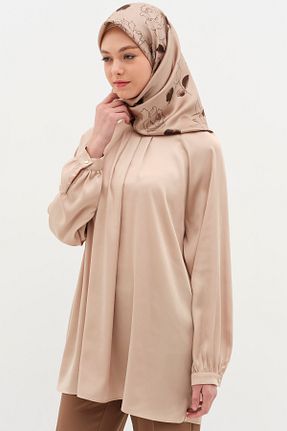 بلوز حجاب بژ زنانه رگولار Tuğba - کد 897910294