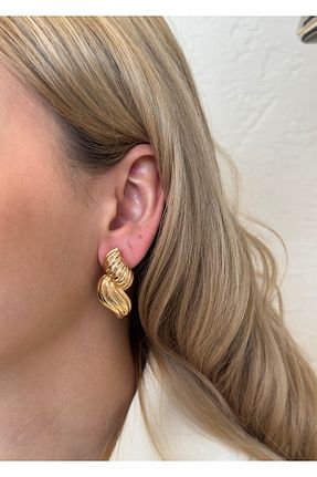 گوشواره جواهر طلائی روکش نقره KİLİGİSTANBUL - کد 897913505