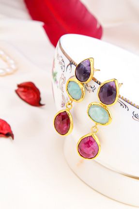ست جواهر آبی زنانه روکش طلا Feyz Tasarım - کد 821851286