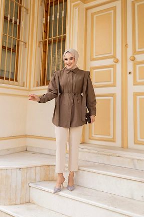 پیراهن حجاب قهوه ای زنانه رگولار LOCCO - کد 890471247