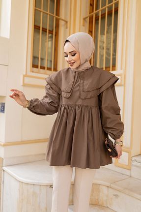 پیراهن حجاب قهوه ای زنانه رگولار LOCCO - کد 897905493