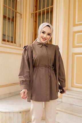 پیراهن حجاب قهوه ای زنانه رگولار LOCCO - کد 890471247