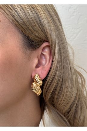 گوشواره جواهر طلائی روکش نقره KİLİGİSTANBUL - کد 897913505