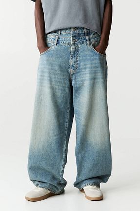 شلوار جین آبی مردانه پاچه گشاد Pull & Bear - کد 897921124