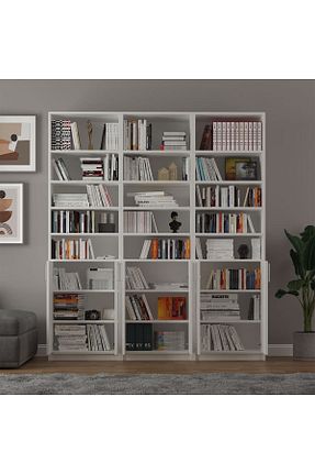 قفسه کتاب سفید 205 cm Asra Trend - کد 276687824