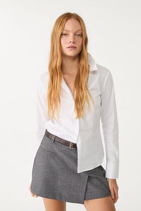 پیراهن سفید زنانه Fitted Stradivarius - کد 852808788
