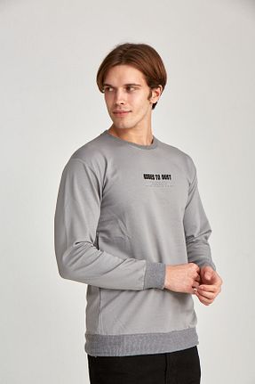 سوئیشرت طوسی مردانه ساده WERRONİ - کد 897941931