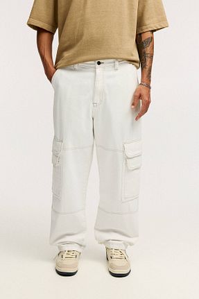 شلوار جین سفید مردانه پاچه پهن Pull & Bear - کد 897921500