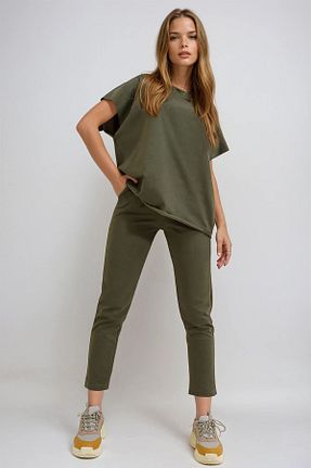 ست بالاتنه و پائین تنه خاکی زنانه بافتنی VAGGON - کد 897943955