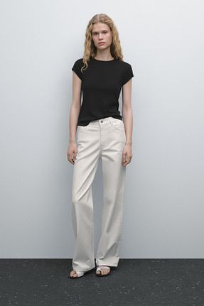 شلوار سفید زنانه پنبه ای Massimo Dutti - کد 897949753