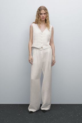 شلوار سفید زنانه ویسکون Massimo Dutti - کد 897948086